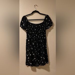 Black with Daisy pattern mini dress